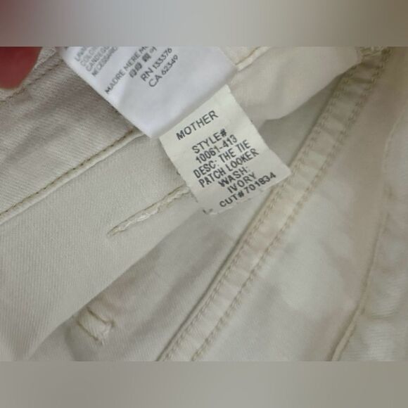 Mother The Tie Patch Looker Ivory Belt Jeans Denim - Picture 5 of 8